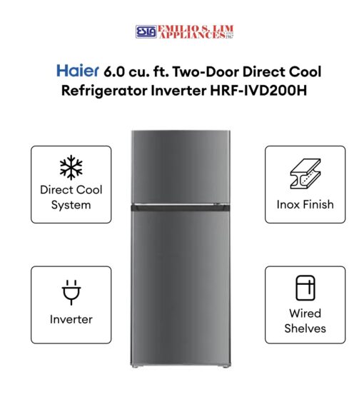 Haier 6.0 cu. ft. Direct Cool Two Door Inverter Refrigerator HRF-IVD200H
