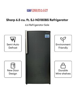 Sharp 6.5 cu ft Single-Door Direct Cool Refrigerator SJ-ND180BS-SH