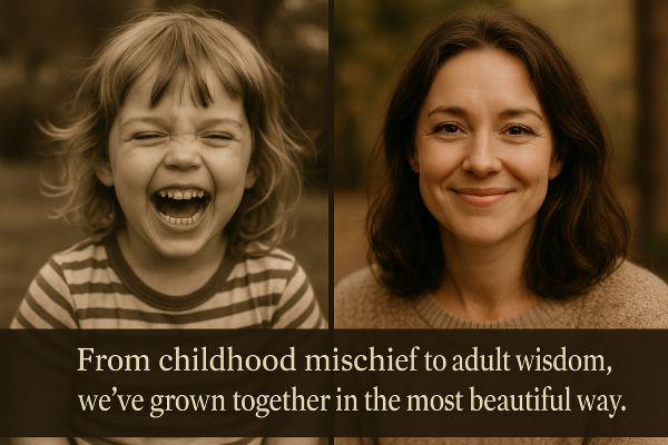 Wish: "From childhood mischief to adult wisdom, we've grown together in the most beautiful way. Wish: "From childhood mischief to adult wisdom, we've grown together in the most beautiful way.