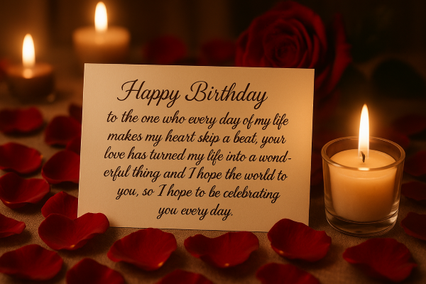 Wish: “Happy Birthday to the one who every day of my life makes my heart skip a beat, a your love has turned my life into a wonderful thing and I hope the world to be for you, you so I hope to be celebrating you everyday.”