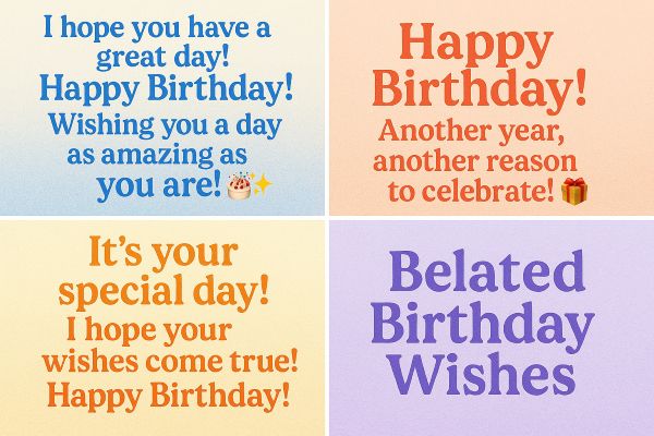 Wish: "I hope you have a great day! Happy Birthday! Wishing you a this day words one of the best day as amazing as you are! 🎉🎂✨"