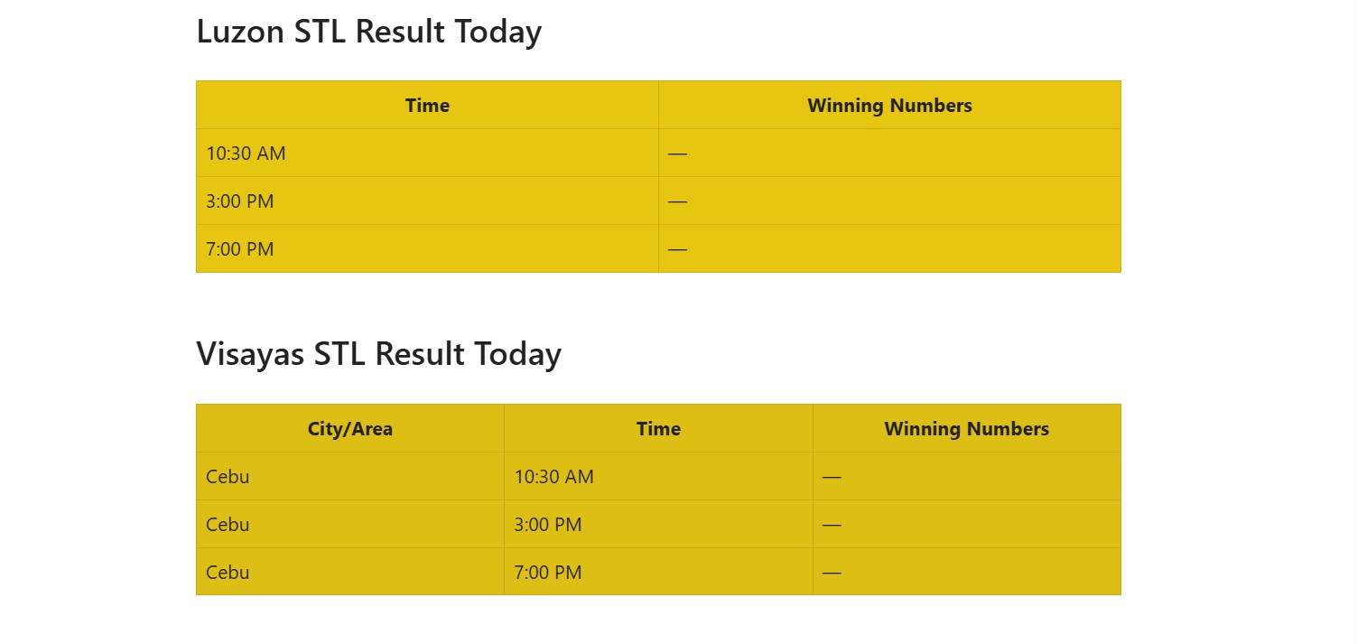 STL Result Today - Luzon