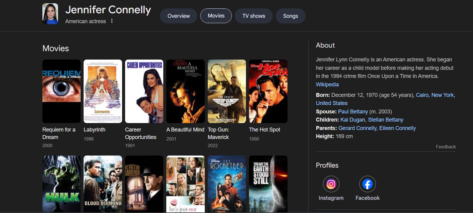 Jennifer Connelly Movies